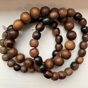 Hipchik Set if 3 Beaded Bracelets in Neutral Wood